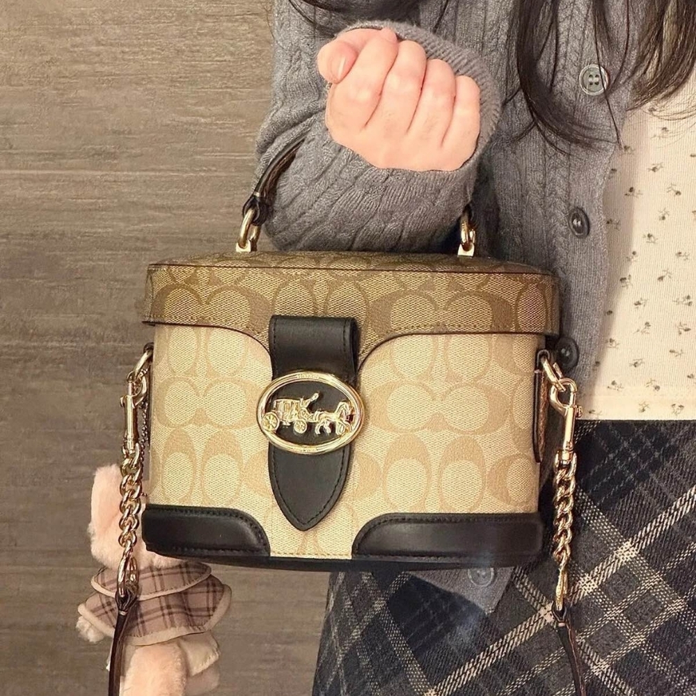 New Authentic Coach Georgie Gem Crossbody Bag In Blocked Signature Canvas NWT
